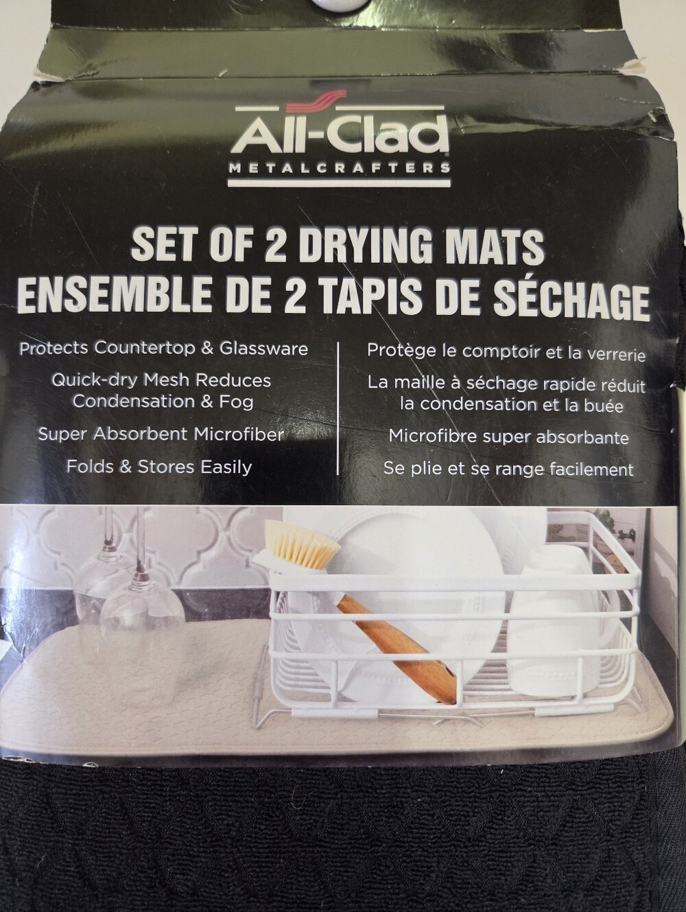 All-Clad Black Set of 2 Drying Mats - Super Absorbent Microfiber